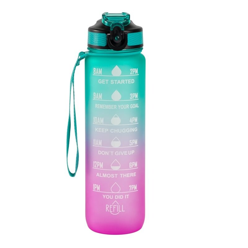 MOTIVATONAL BOTTLE Motivationsflaska Turkos/rosa 1000 ml